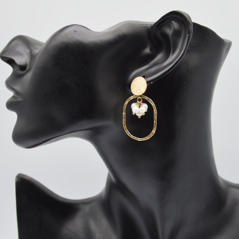 Rozsdamentes acél gyöngy fülbevalók, divatékszerek, divatékszerek, Pearl Ékszer rfad0015