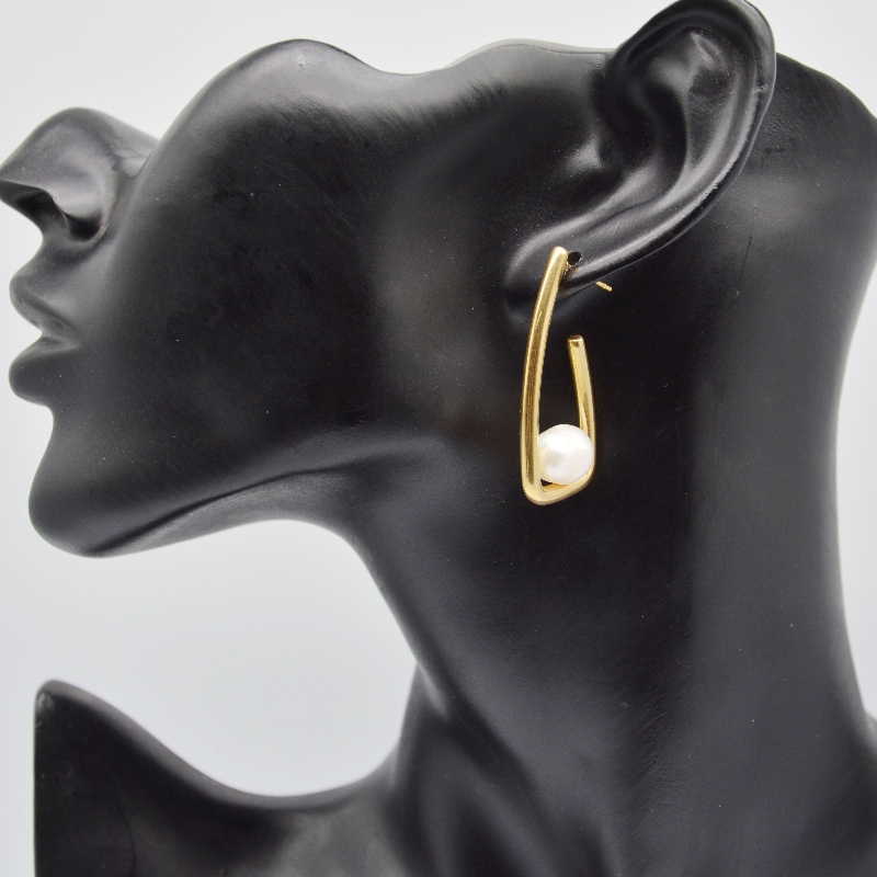 Rozsdamentes acél gyöngy fülbevalók, divatékszerek, divatékszerek, Pearl Ékszer rfad0023