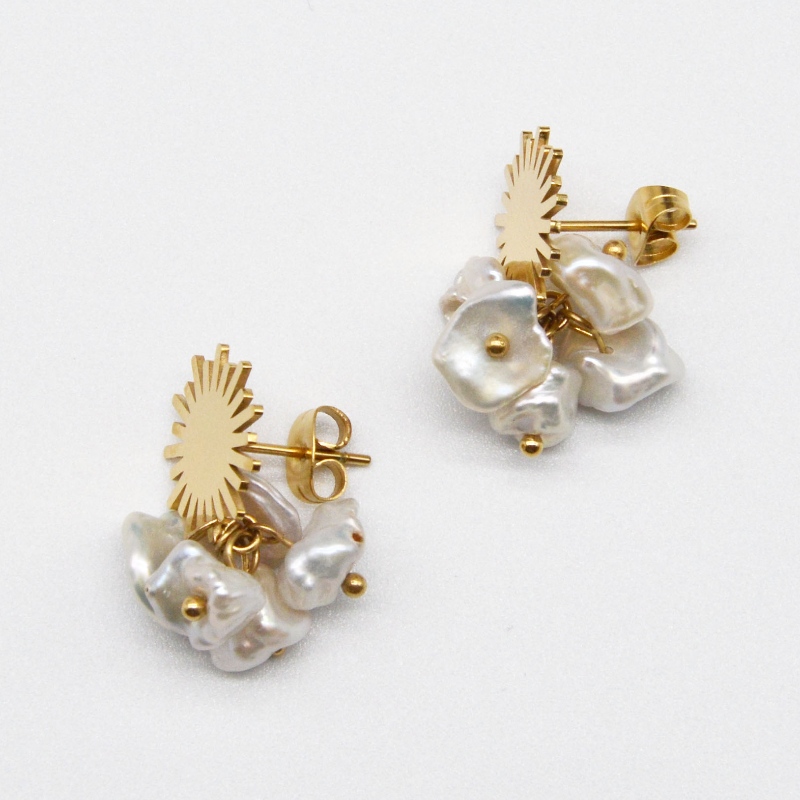 Rozsdamentes Steel Pearl fülbevalók, divatékszerek, divatékszerek, Pearl Jewelry rfbear034