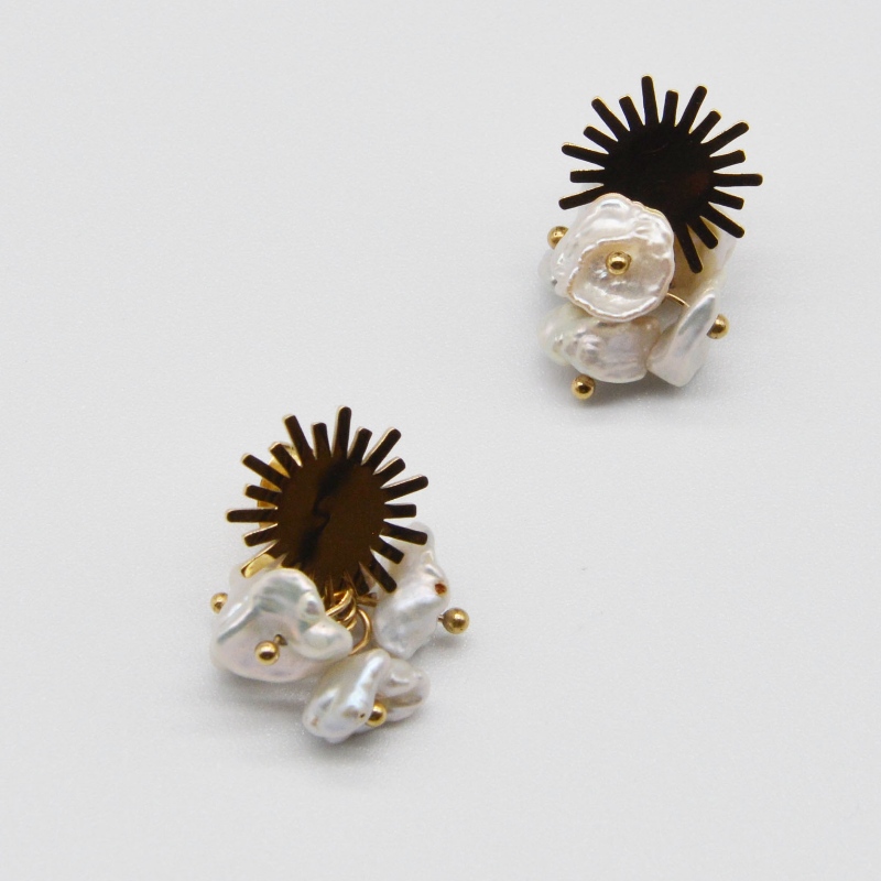 Rozsdamentes Steel Pearl fülbevalók, divatékszerek, divatékszerek, Pearl Jewelry rfbear034