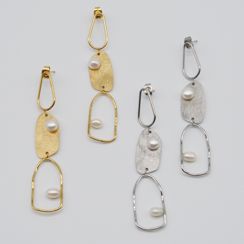 Stainless Steel Pearl fülbevalók, divatékszerek, divatékszerek, Pearl Jewelry rfbear0349