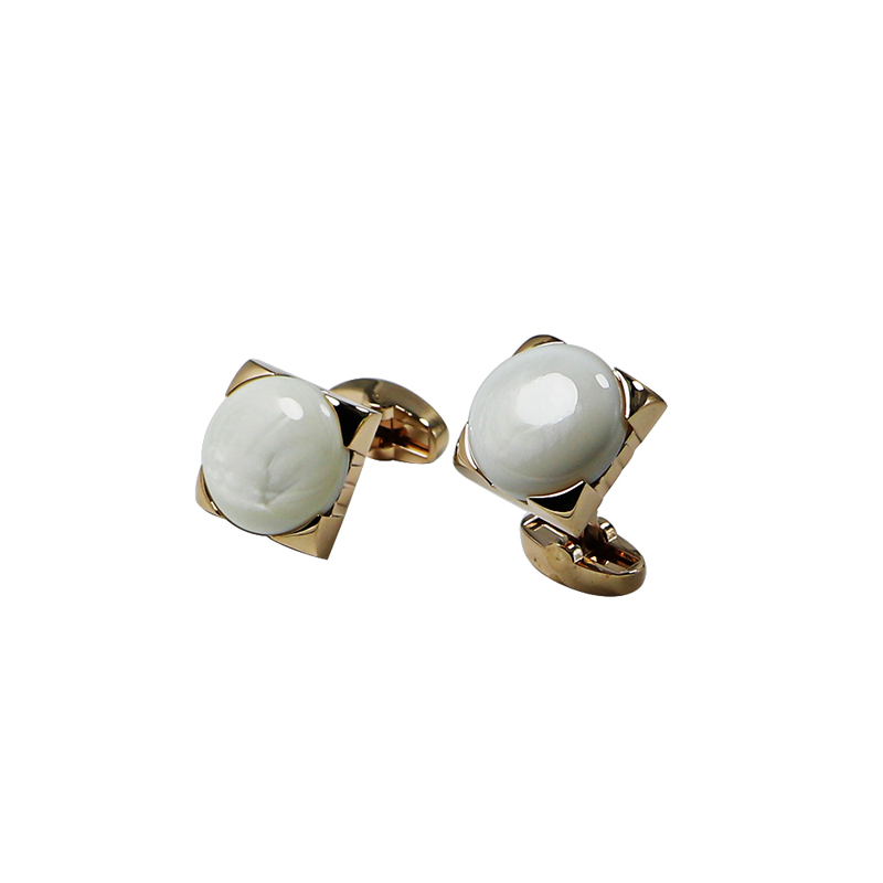 Pearl Gold Plated Square Shrits Cuff Links anyja