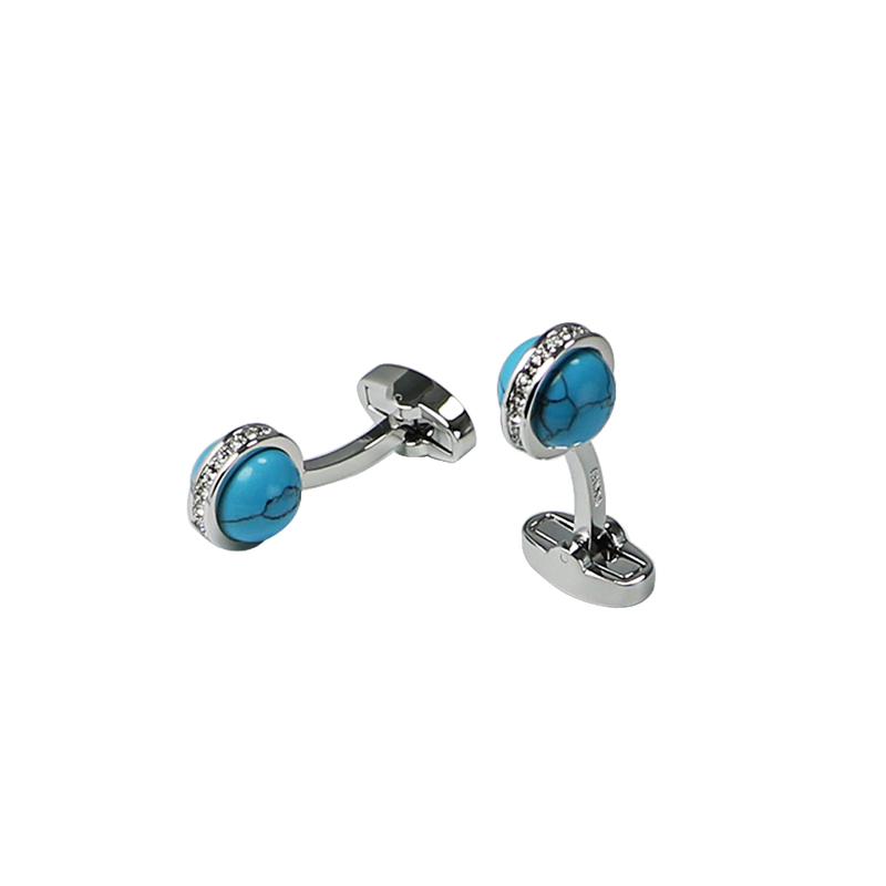 Crystal &Turquoise Ball Shirts Cuff Links