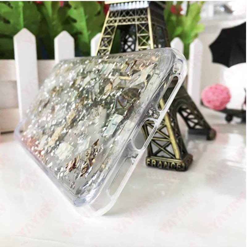 Egyedi iPhone az átlátszó, csepegtető mobiltelefonos, divatos, leejthető arany fólia TPU PC puha páncélos védőtáska