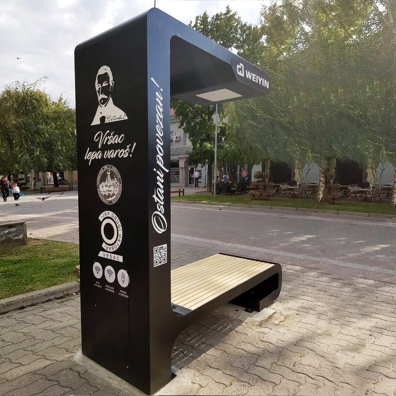 Legjobb kialakítású LED-es kijelzős poszter USB-telefonnal töltő, intelligens napelemes kültéri bútor