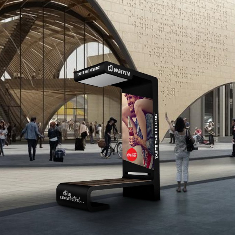 Legjobb kialakítású LED-es kijelzős poszter USB-telefonnal töltő, intelligens napelemes kültéri bútor