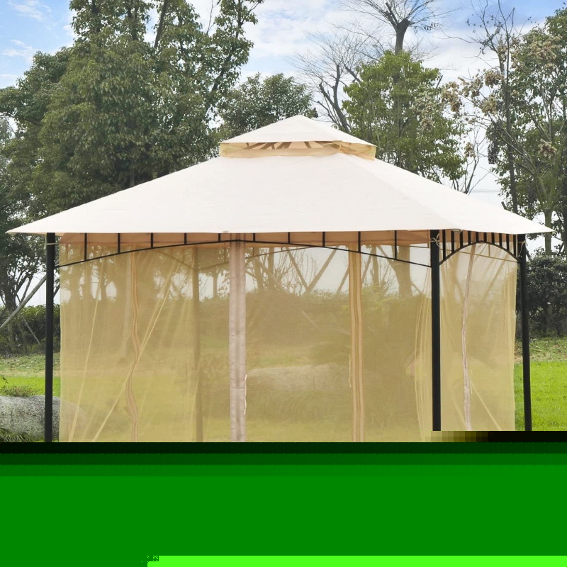 10′x10 ”-es acél kültéri pavilon előtetõ háló védőhálóval, intelligens kétszintes tetőszerkezet, modern stílus