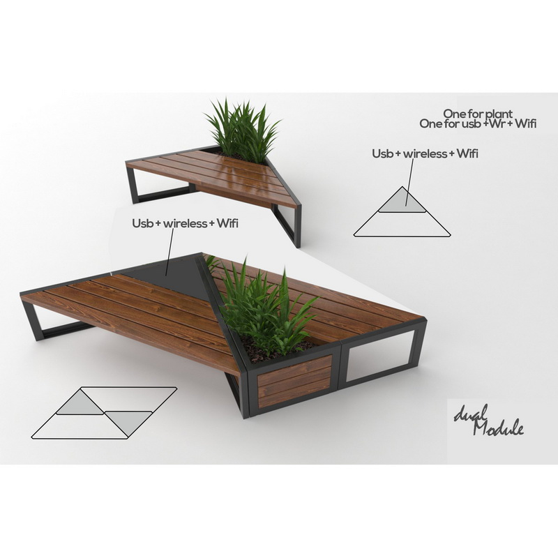 Új Design Wireless Charging Smart Solar Garden Furniture Patio Bench for Park