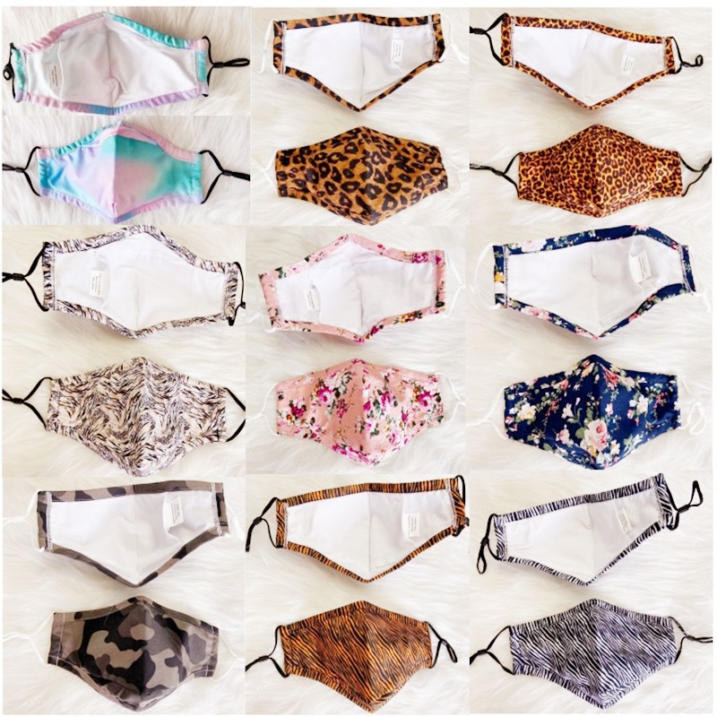 Divatos poliészter nyomású arcmaszk Újrafelhasználható szájfedő géppel mosható anyagból készült arcmaszk