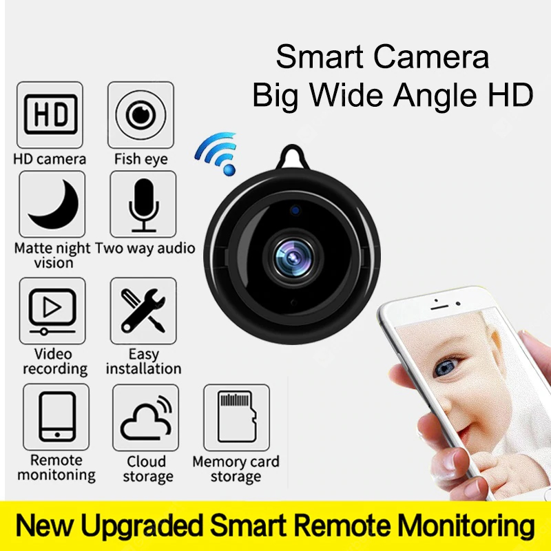 Videó megfigyelő kamera Vezeték nélküli éjjellátó intelligens otthoni biztonsági IP kamerák Mozgásérzékelés - Kamera