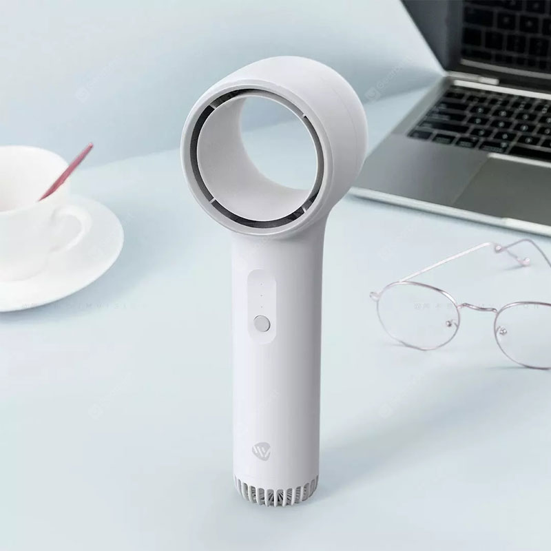 Juntaitong MiNi kézi pengék nélküli ventilátor Bladeless biztonság Erős szél alacsony zajszintű gyönyörű és hordozható vándorú autós utazási ventilátorok - Fehér