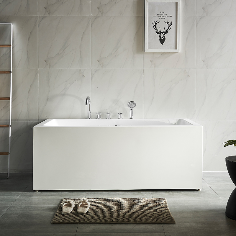 Téglalap alakú, álló, önálló, önálló, klasszikus akril, pezsgőfürdő, matt akril áztató kád