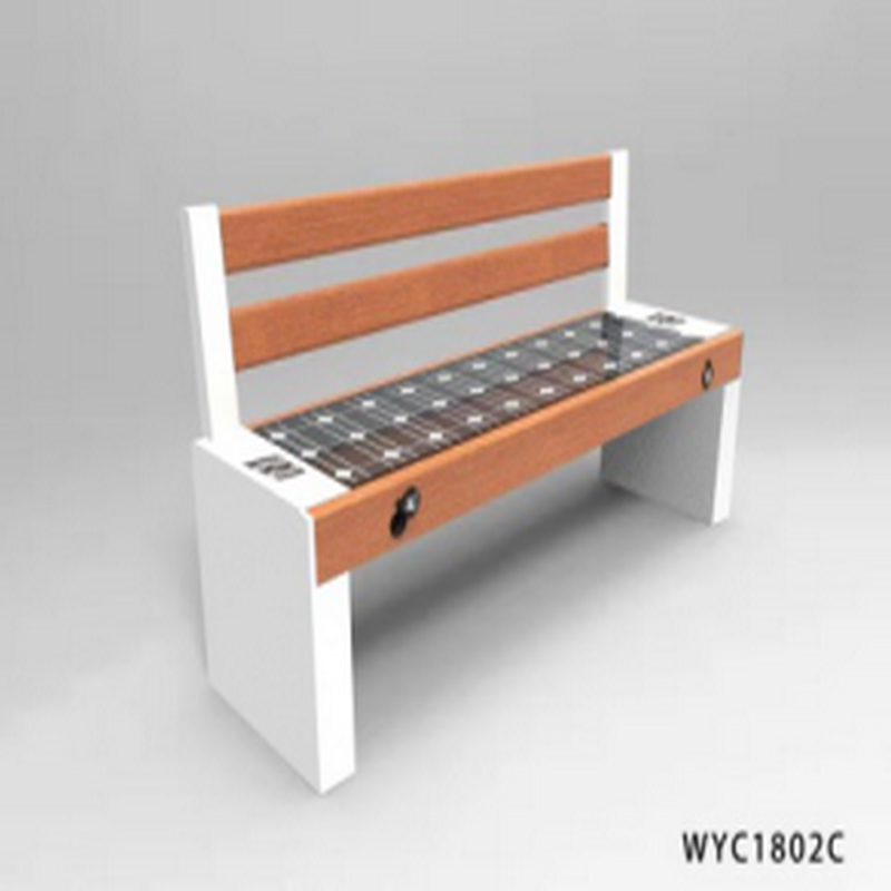 Nagy formátumú WPC Wood Galvanizált Steel Smart Voice Solar Bench