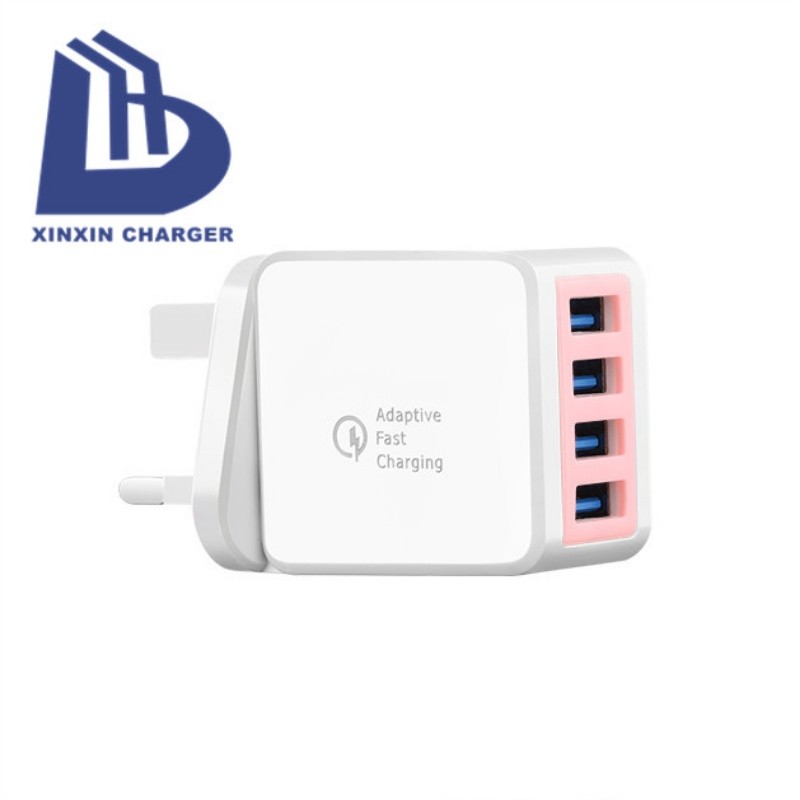EU/US/UK Plug 2.1A 4 Port USB Wall Charger AC Travel Charger Adapter hordozható töltő 18W 3.0 gyorstöltő