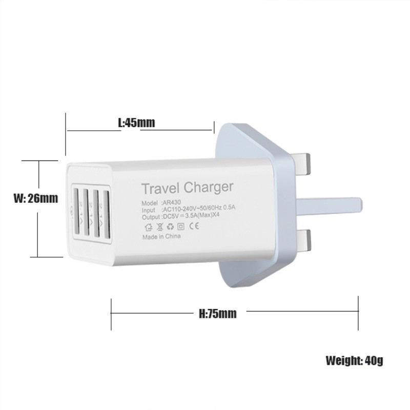 Plug fast 3.0 18W 4 2.1A Port USB Wall Charger AC Travel Charger Adapter hordozható töltő usb multitöltő