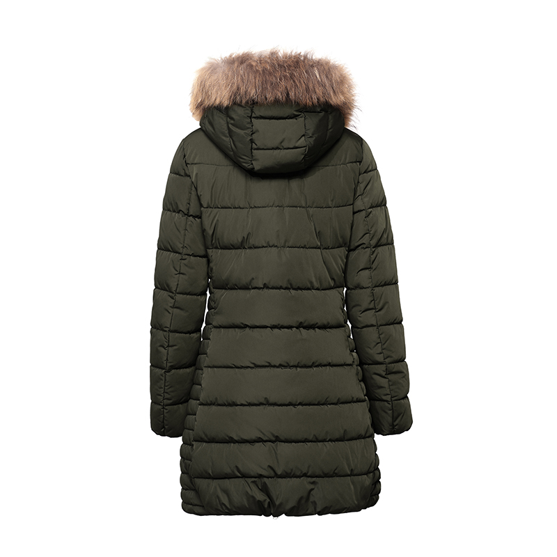 női meleg kabát leszerelhető kapucnival és természetes szőrme / kabát