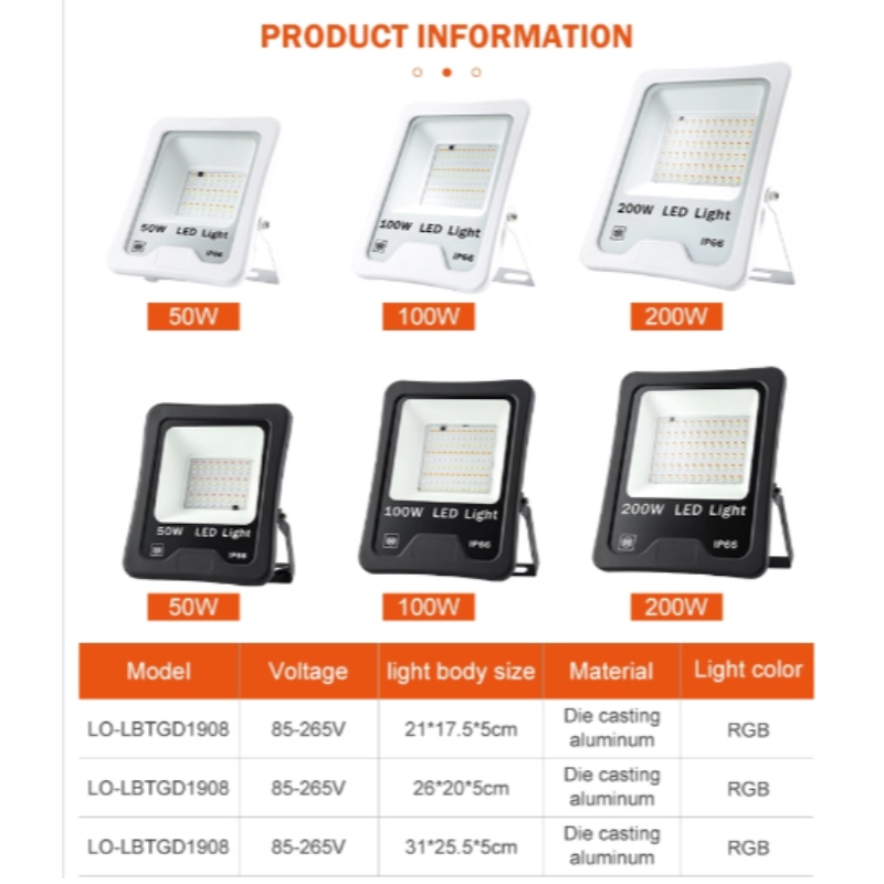Alumínium ip66 50w 100w 200w vezetett árvízfény