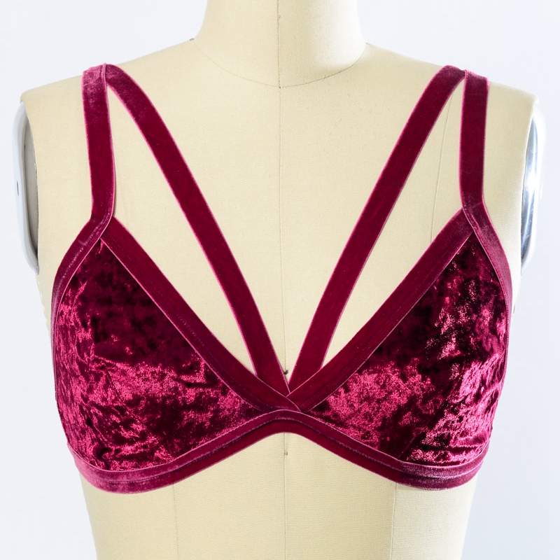 GA-5316Grace lány zúzott bársony pántos Bralette