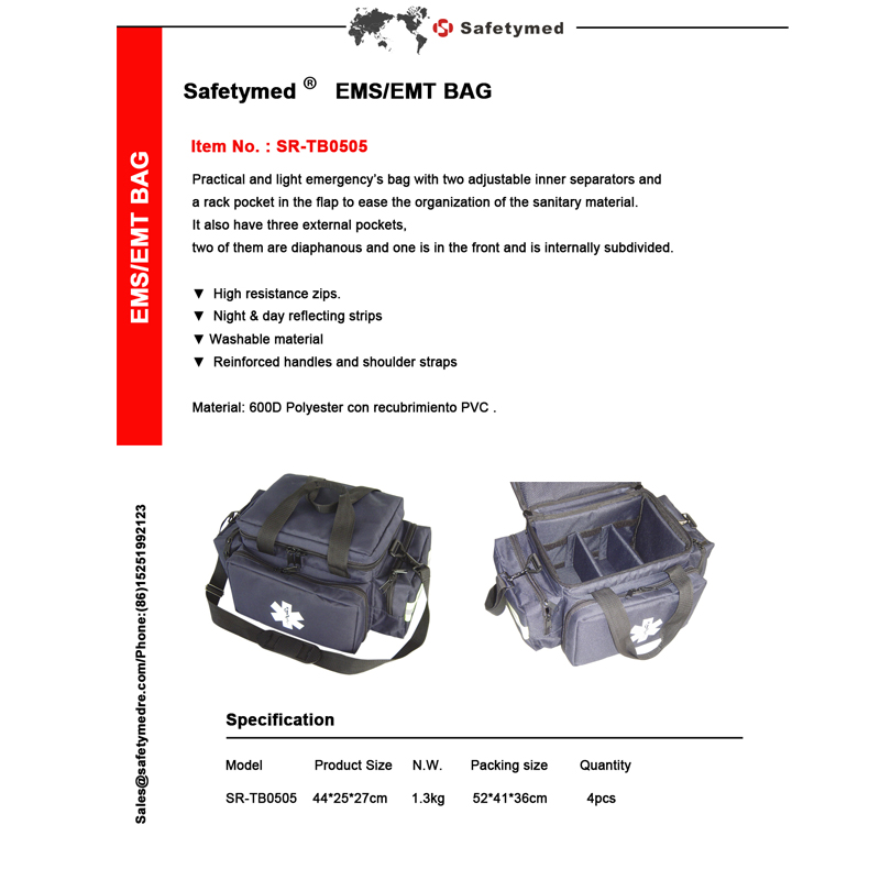 Trauma táska - Star of Life logótáska cipzáras zsebbel, fényvisszaverő díszlappal és vállpánttal Trauma táska SR-TB0505