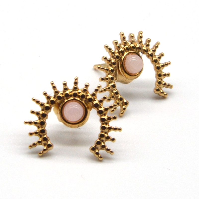 Aranyozott achát fülbevalók, rozsdamentes acél arany női fülbevalók Kína Ruifanbao ékszerfeldolgozó gyár