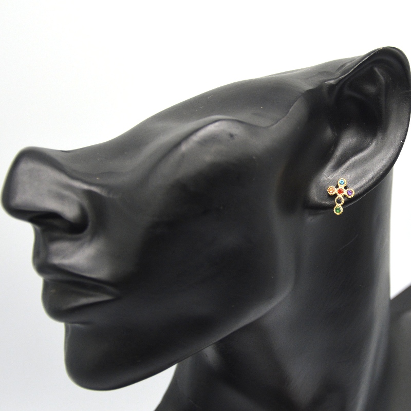 Női keresztköbös cirkónia mini pavé kereszt fülbevaló Kína Ruifanbao ékszerfeldolgozó gyár