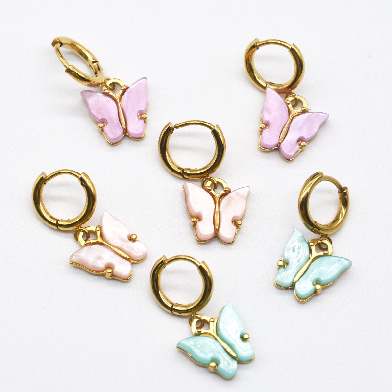 Női pillangófülbevalók, színes pillangó ékszerek, aranyozott fülbevalók, nők karácsonyi ajándékai Kína Ruifanbao ékszerfeldolgozó gyára