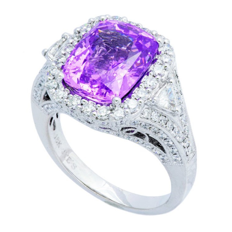 Női 925 ezüst, 925 gyűrű szintetikus zafír zafír magas polírozott karom készlet cirkóni kivágás Kína Ruifanbao ékszer feldolgozó gyár