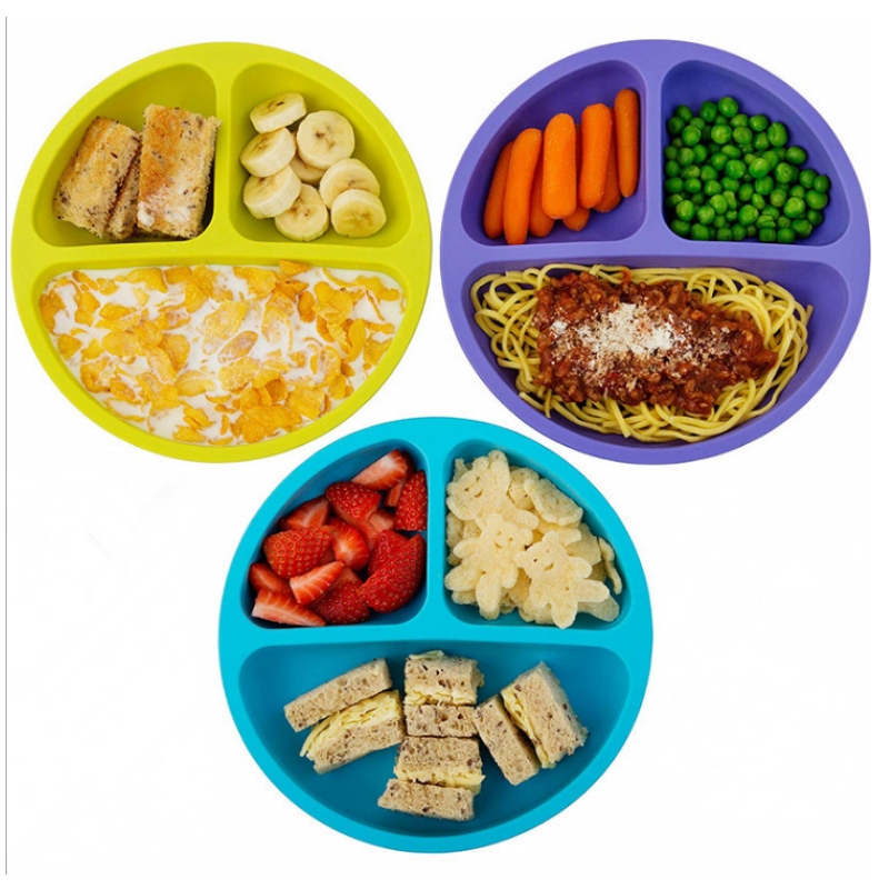 Szilikon integrált kerek mosolygós arclemez szilikon gyermek tál és lemez