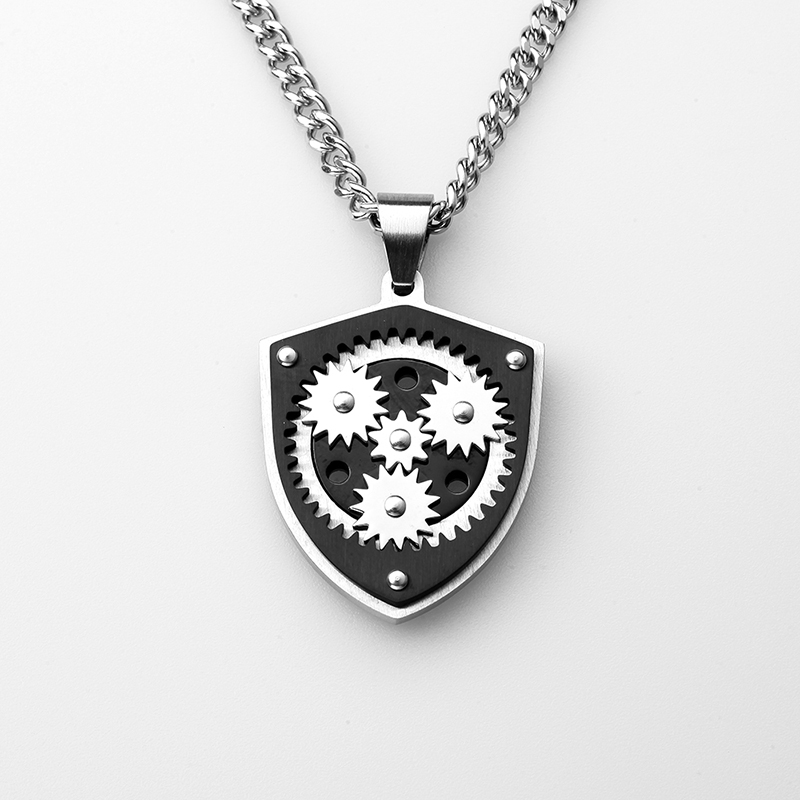 Men’s Stainless Steel Gear Two-Tone Pendant nyaklánc