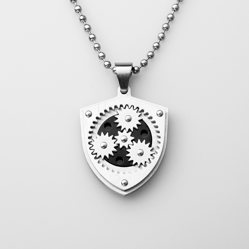 Men’s Stainless Steel Gear Two-Tone Pendant nyaklánc