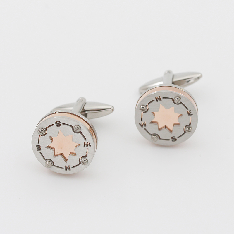 Nagykereskedelmi férfi rozsdamentes acél kéttónusú szélstílusú mandzsettagombok