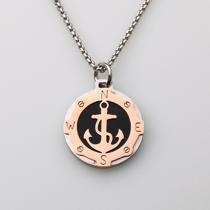 Kínában készült, olasz stílusú rozsdamentes acél ékszerkormány szélhorgony medál férfi nyaklánc