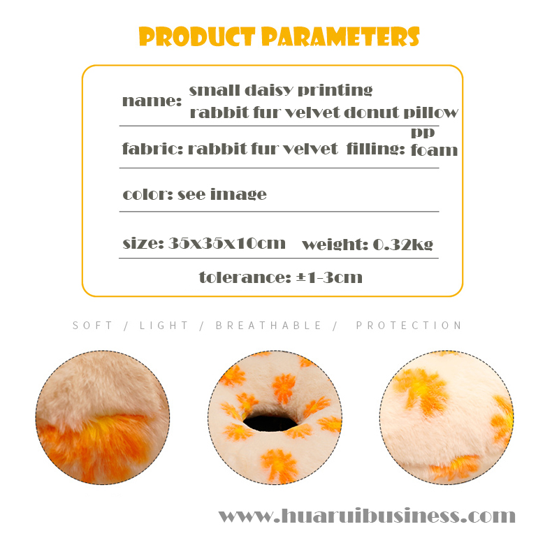 Kis százszorszépet nyomtató nyúlszőrű bársonyos fánk párna/plüss párnás játék