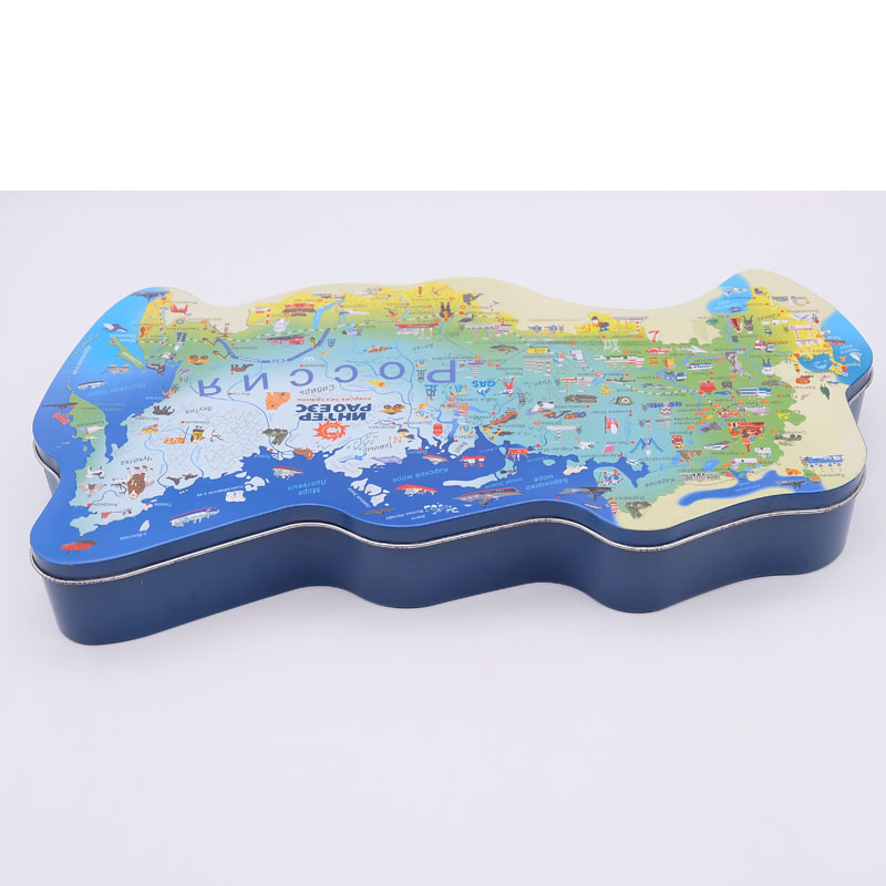 Térkép szabálytalan alakú bádogdoboz