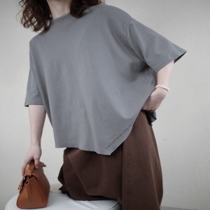 Laza elrendezés Minimalista Keretgalléros stílusban Szorított ingujj stílus Alkalmi Szilárd színű pamut és textília túlméretezett 12631 T- pólók