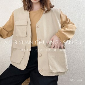 Laza kialakítás Minimalista stílusos, hétköznapi mellény Szilárd színű pamut és ágynemű túlméretezett 18539 mellény