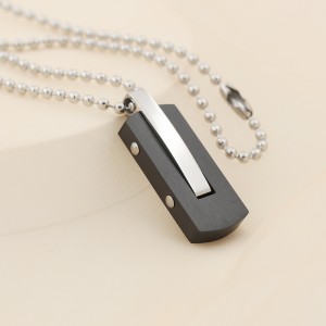 Nagykereskedelmi rozsdamentes acél kéttónusú fekete bevonatú medál nyaklánc