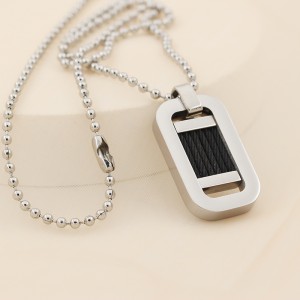 Nagykereskedelmi rozsdamentes acél kéttónusú fekete acélhuzal medál nyaklánc