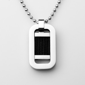 Nagykereskedelmi rozsdamentes acél kéttónusú fekete acélhuzal medál nyaklánc