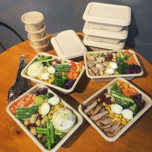 Téglalap alakú, környezetbarát, biológiailag lebomló élelmiszer-csomagoló edények elvihető kukoricakeményítő eldobható élelmiszer-tartály