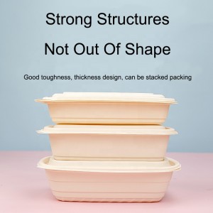 Biodegradálható kukoricakeményítő gyorséttermi csomagolóanyag doboz téglalap, az élelmiszer-tartály ebédlődoboza lebontható