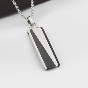 Mens Womens Ékszer Stainless Steel Pendant Two-tone Black Plated Necklace Chain