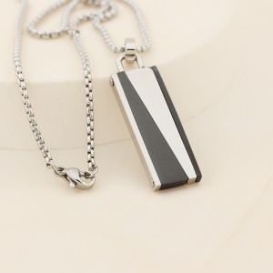 Mens Womens Ékszer Stainless Steel Pendant Two-tone Black Plated Necklace Chain