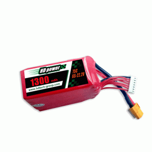HD POWER 1300mAh 75C 6S 22.2V FPV lipo akkumulátor