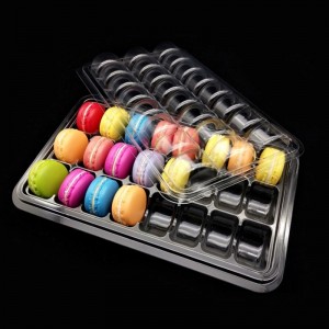 Nagykereskedelmi egyedi méretű macarons doboz átlátszó bonbon lebontható ebéddoboz