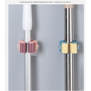 JASON műanyag lapos falra szerelhető mop seprűtartó fali tartó, Új, erőteljes, varratnélküli, levehető, falra szerelhető mop bilincs