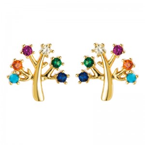 Európai és amerikai rézzel bevont valódi arany mikro-inlaid színes cirkon fülcsatornák, személyre szabott fülbevaló kiegészítők, divatos temperamentum virágok fülbevalók