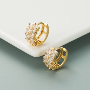 inek szivárvány sorozat európai és amerikai személyiség fülbevaló réz aranyozott mikro-berakásos színű kétsoros cirkónia kővel hip-hop fülbevaló