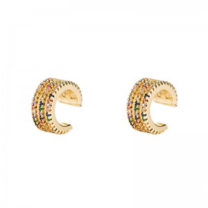 Ins új európai és amerikai férfi ésnői fül csontklip réz mikro-inlaid színes cirkónium egyszerű fül klipnélkül piercing hip-hop fülbevalók