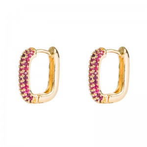 inek szivárvány sorozat európai és amerikai stílusúnői fülbevaló geometriai réz aranyozott mikro-berakott színes cirkon hip-hop fülbevaló